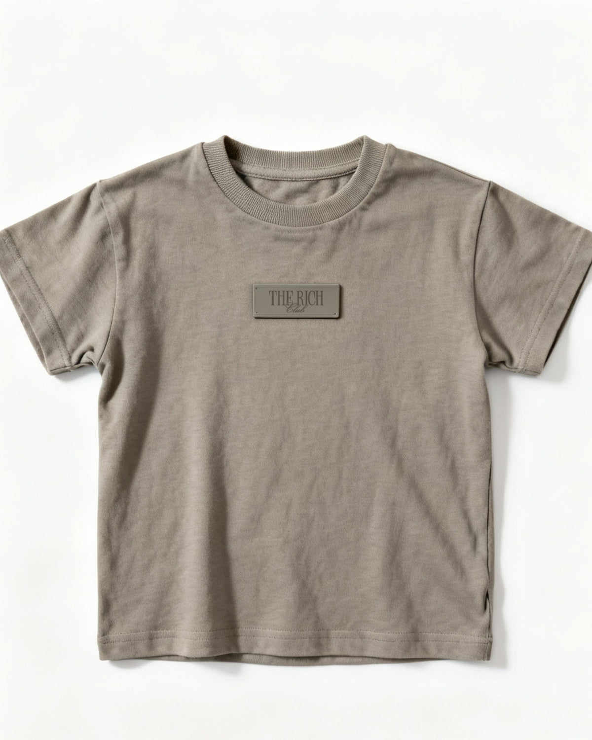 Heavyweight Tee (Kids) in Grey, flat lay. AI placeholder v2 (pre-production preview, not the final product)